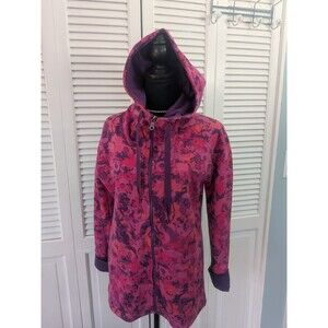 Gaiam Hoodie Women's M Yoga Joy Pink Purple Floral Hooded Full Zip Sweatshirt